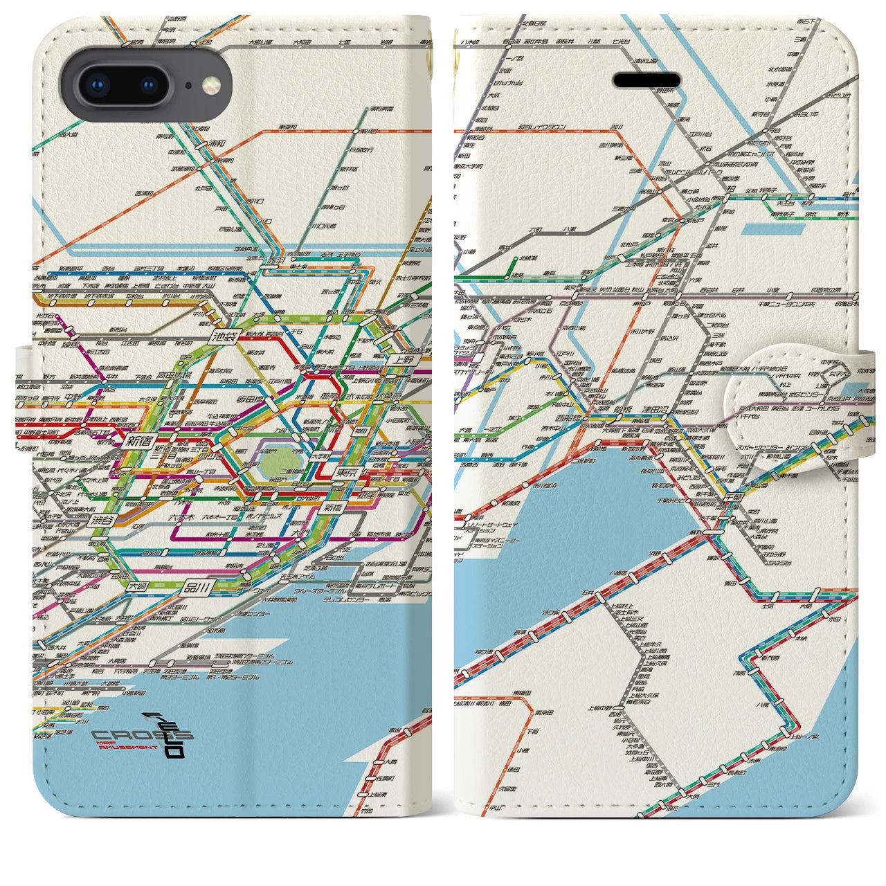 【東京東部路線図(東京都)】路線図iPhoneケース(手帳タイプ)ホワイト・iPhone 8Plus /7Plus / 6sPlus / 6Plus 用