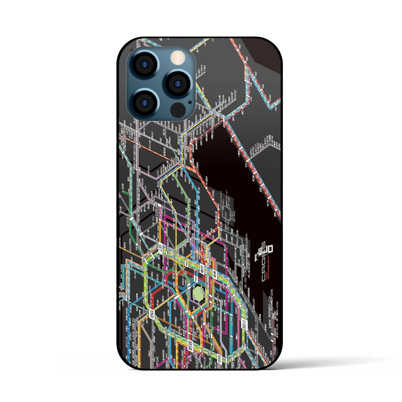 【東京東部路線図】地図柄iPhoneケース(背面ガラスタイプ・ブラック)iPhone 12 / 12 Pro 用
