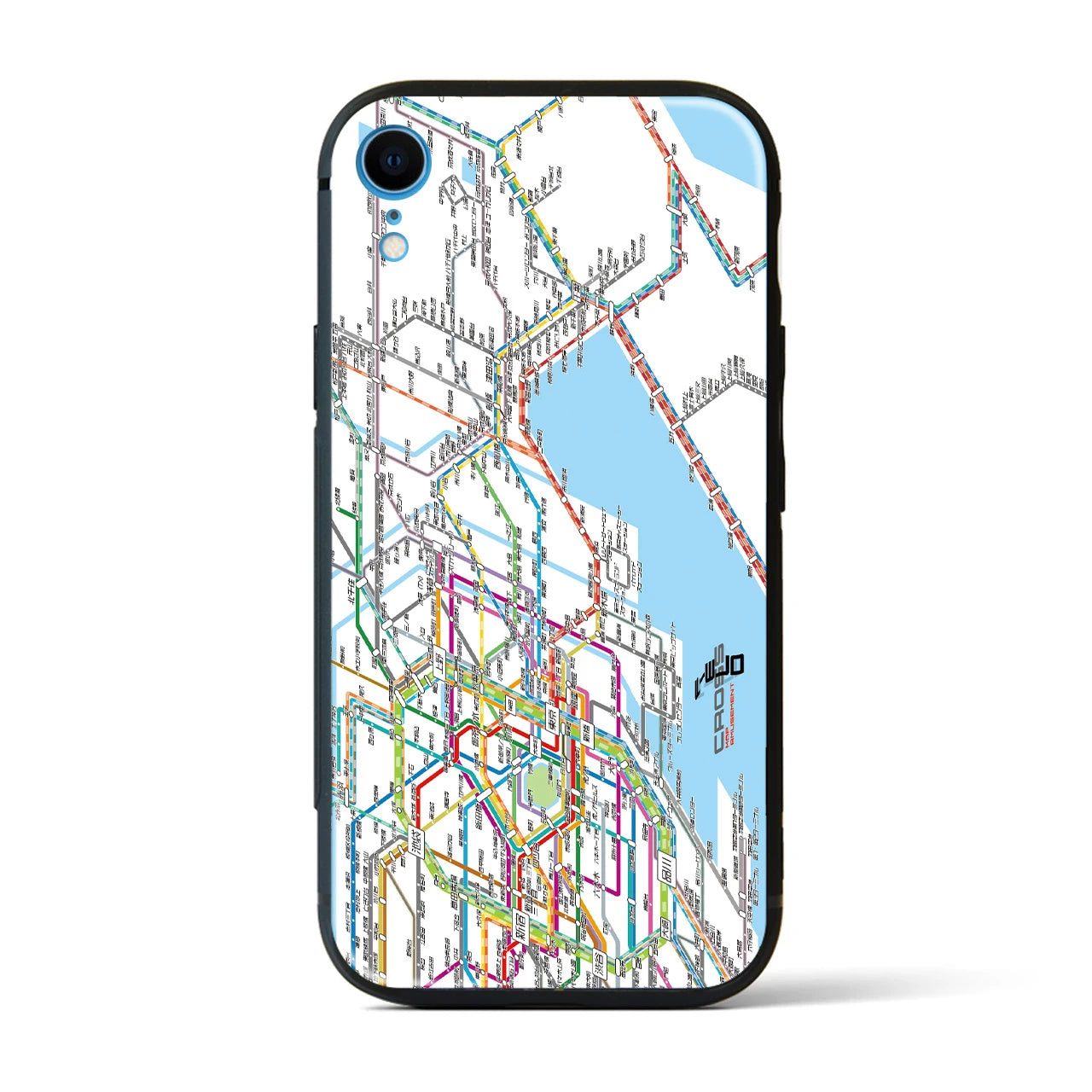 【東京東部路線図】地図柄iPhoneケース(背面ガラスタイプ・ホワイト)iPhone XR 用