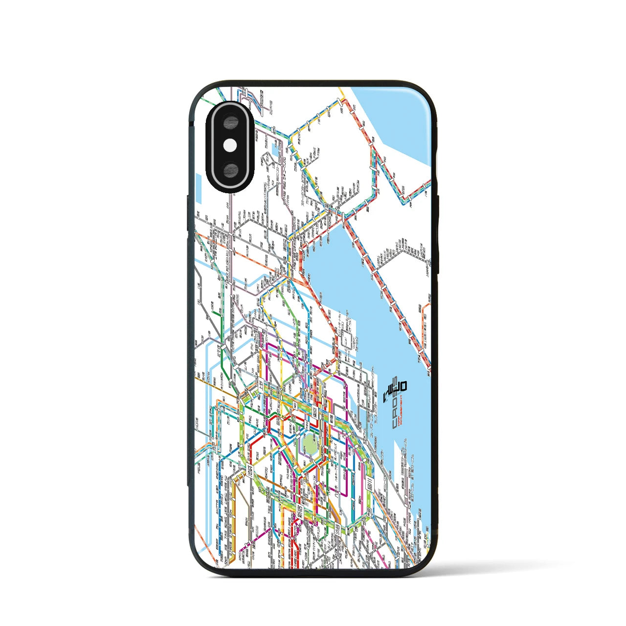 【東京東部路線図】地図柄iPhoneケース(背面ガラスタイプ・ホワイト)iPhone XS / X 用