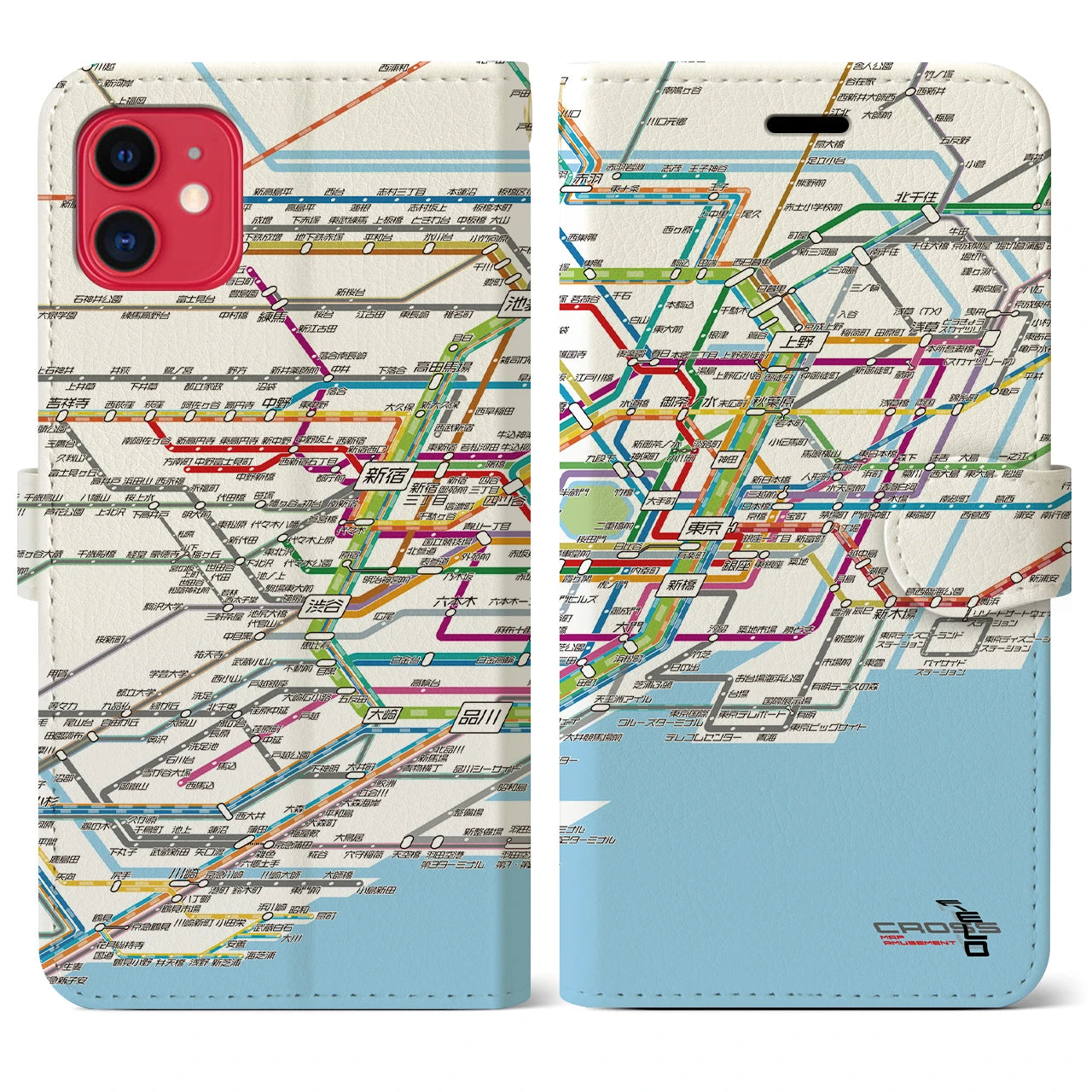【東京路線図(東京都)】路線図iPhoneケース(手帳タイプ)ホワイト・iPhone 11 用