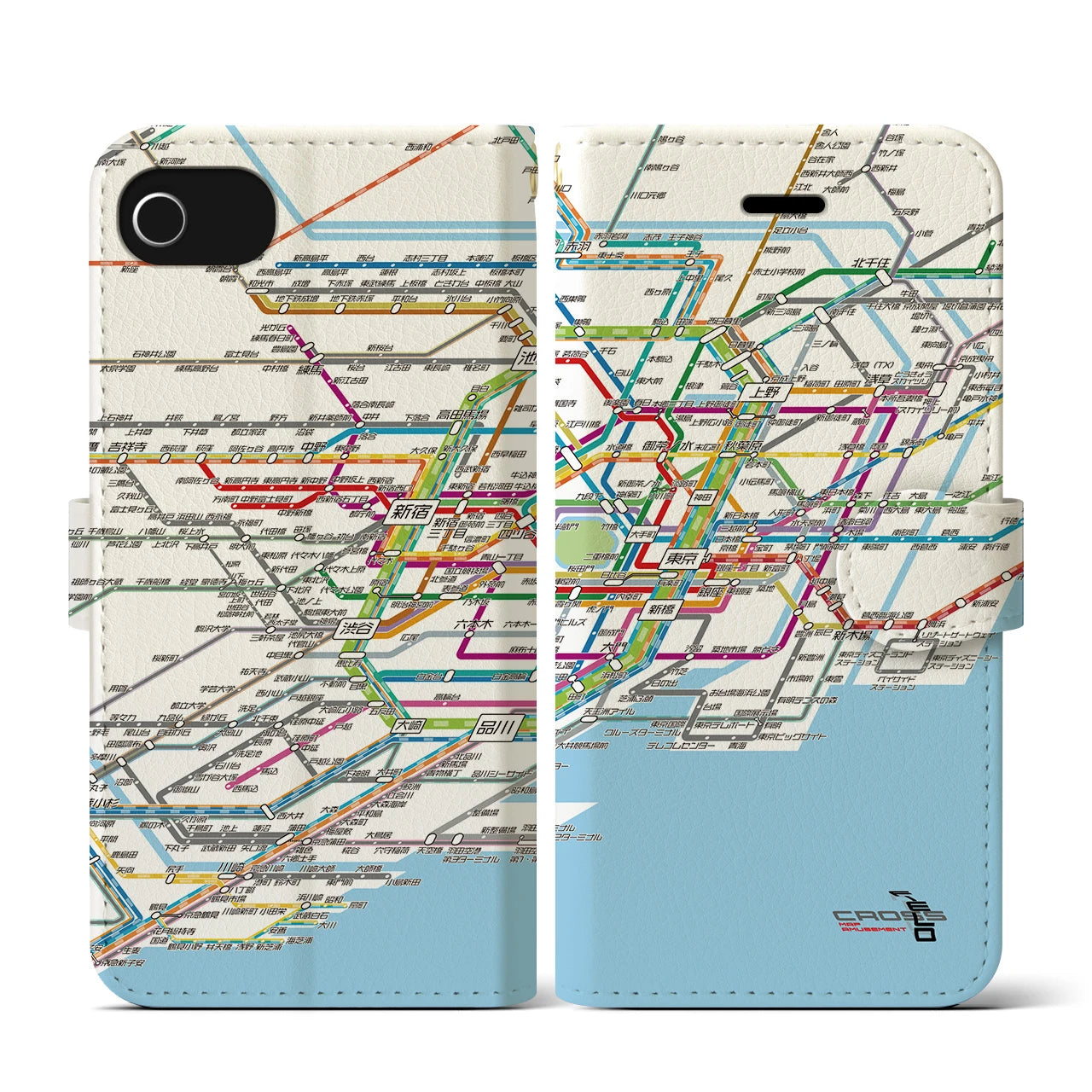 【東京路線図(東京都)】路線図iPhoneケース(手帳タイプ)ホワイト・iPhone SE(第3 / 第2世代) / 8 / 7 / 6s / 6 用