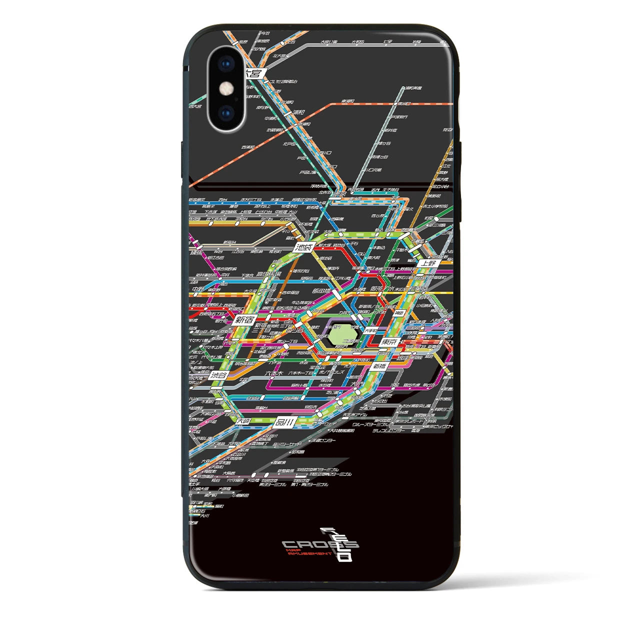 【東京路線図】地図柄iPhoneケース(背面ガラスタイプ・ブラック)iPhone XS Max 用