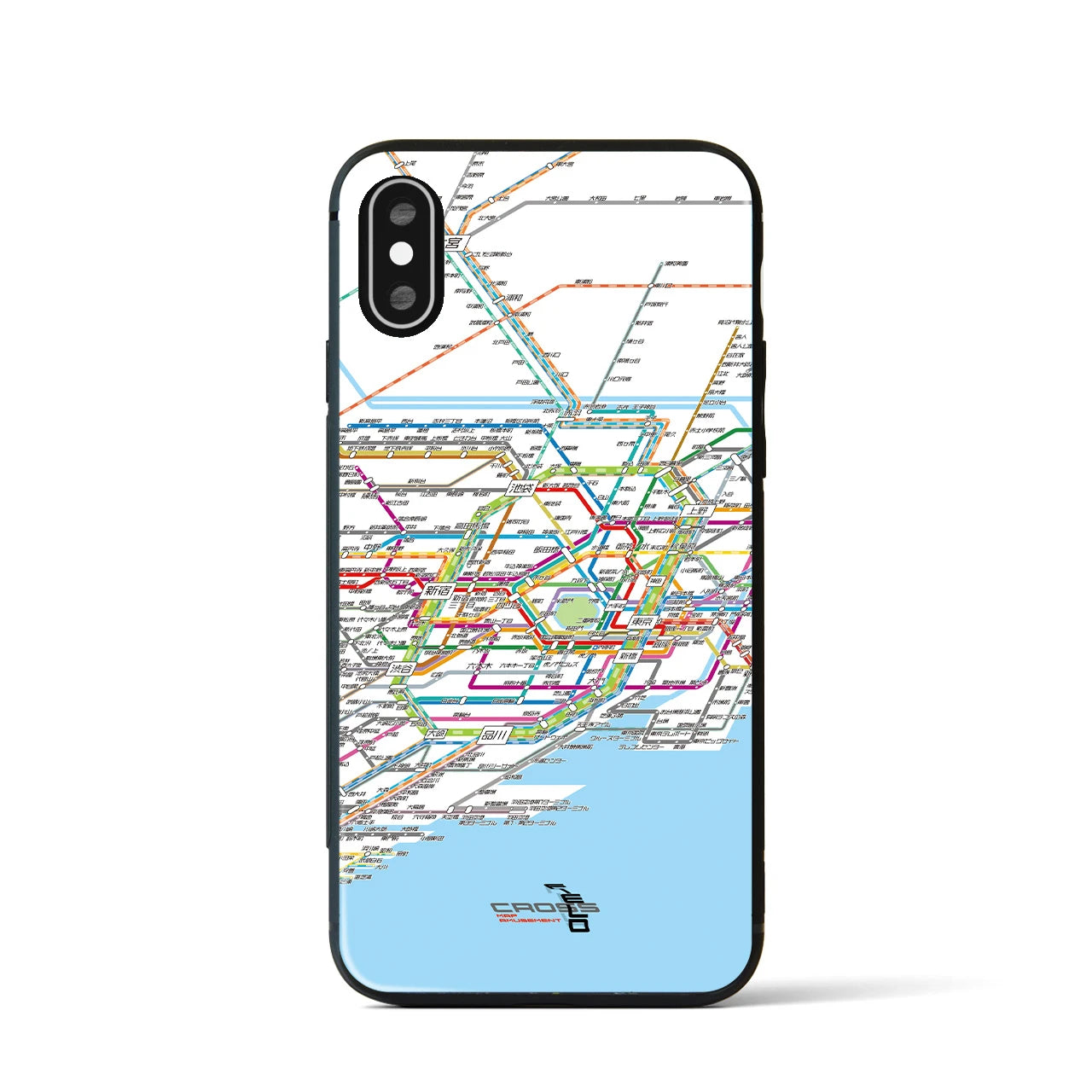 【東京路線図】地図柄iPhoneケース(背面ガラスタイプ・ホワイト)iPhone XS / X 用