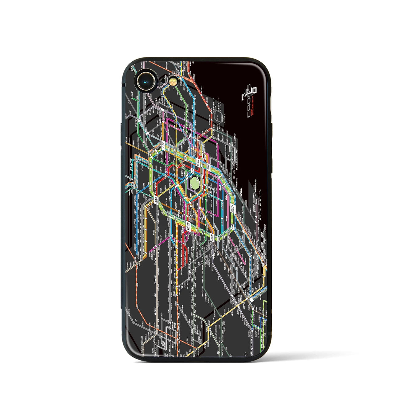 【東京西部路線図】地図柄iPhoneケース(背面ガラスタイプ・ブラック)iPhone SE(第3 / 第2世代) / 8 / 7 用