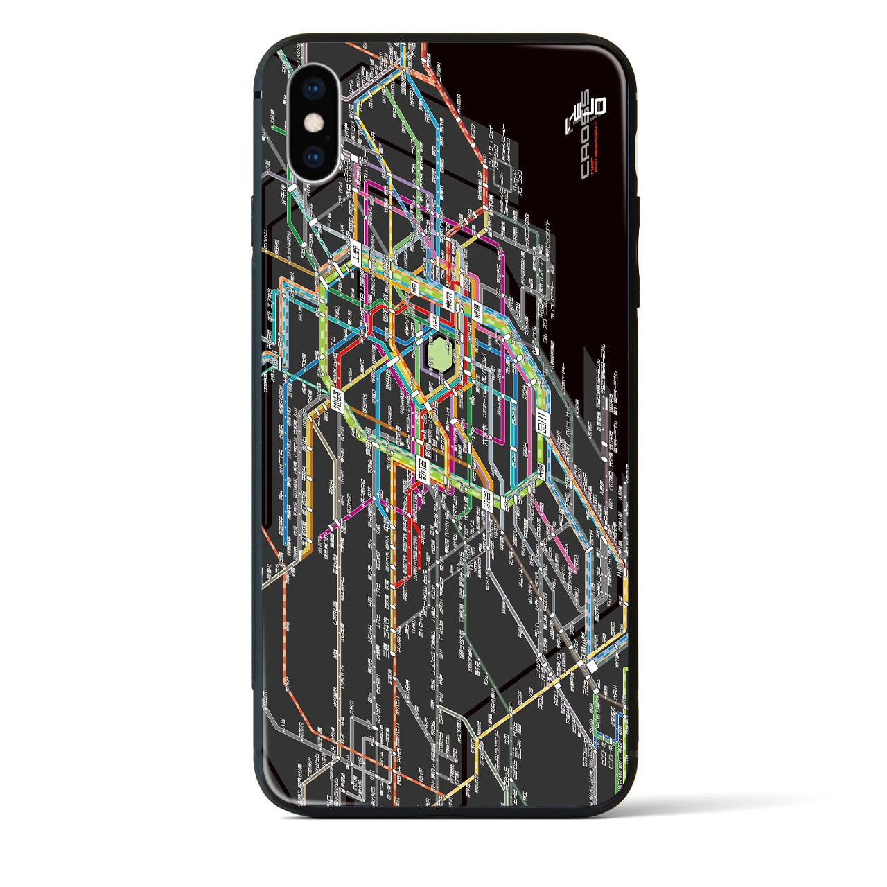 【東京西部路線図】地図柄iPhoneケース(背面ガラスタイプ・ブラック)iPhone XS Max 用