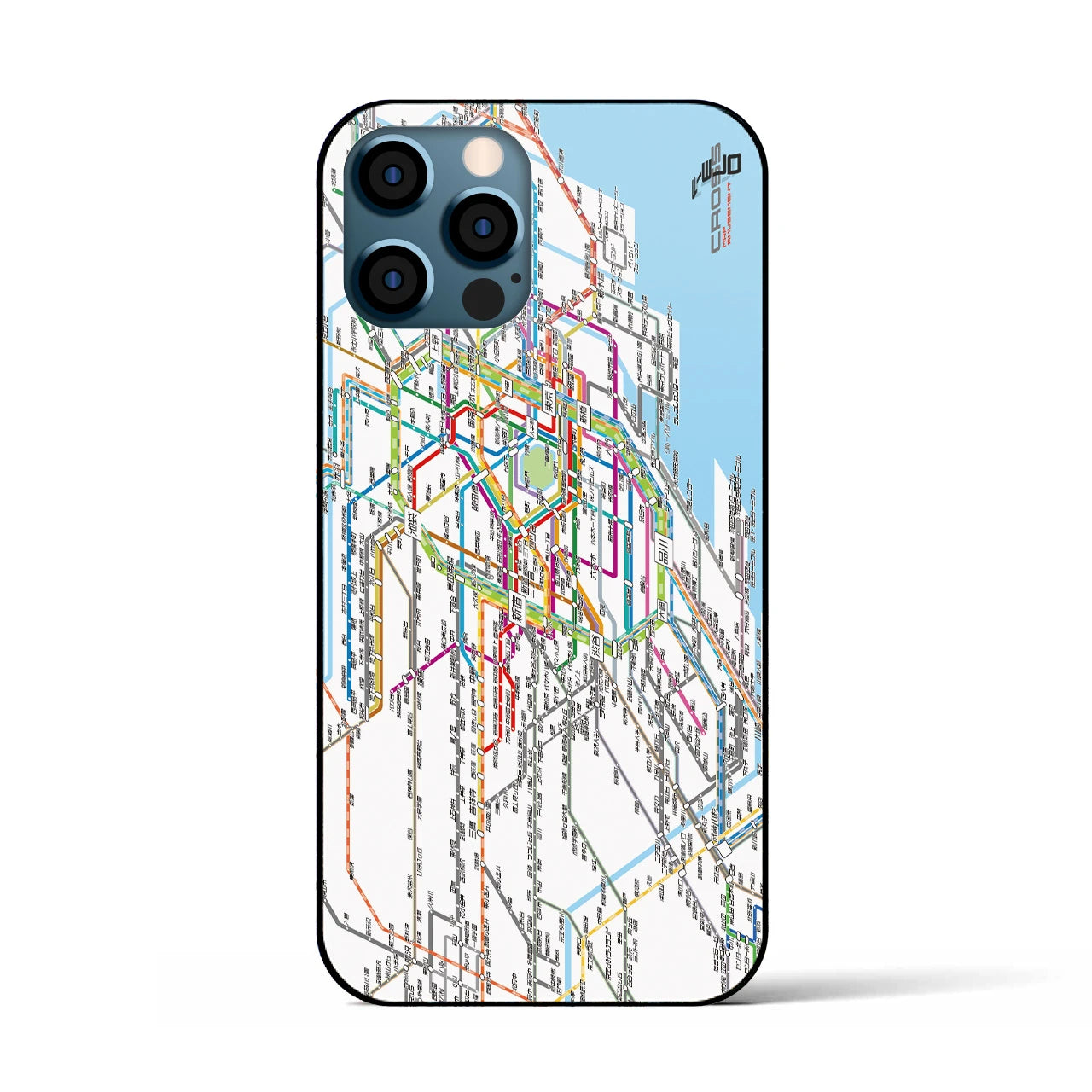 【東京西部路線図】地図柄iPhoneケース(背面ガラスタイプ・ホワイト)iPhone 12 / 12 Pro 用