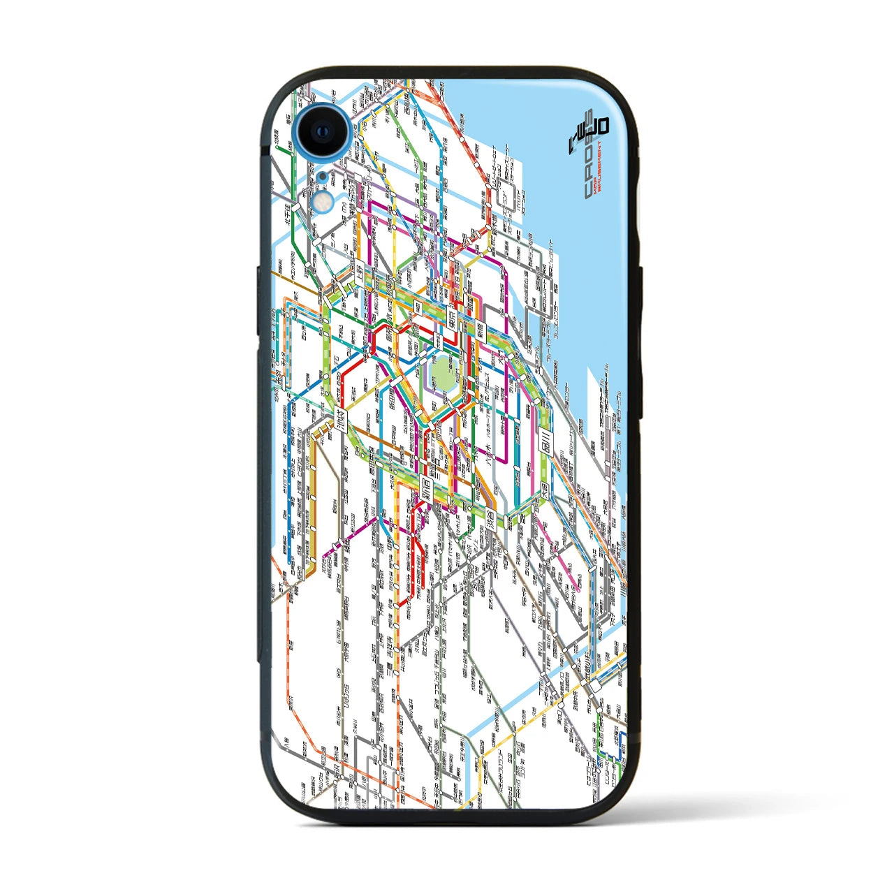 【東京西部路線図】地図柄iPhoneケース(背面ガラスタイプ・ホワイト)iPhone XR 用