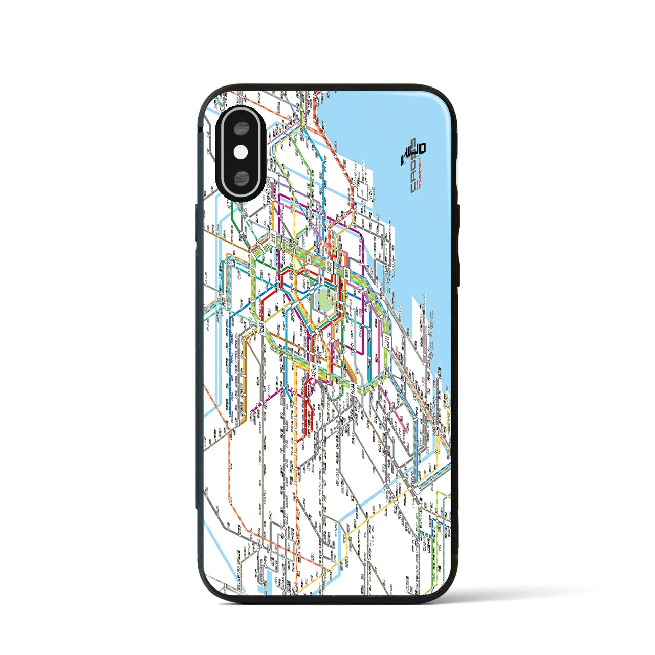 【東京西部路線図】地図柄iPhoneケース(背面ガラスタイプ・ホワイト)iPhone XS / X 用