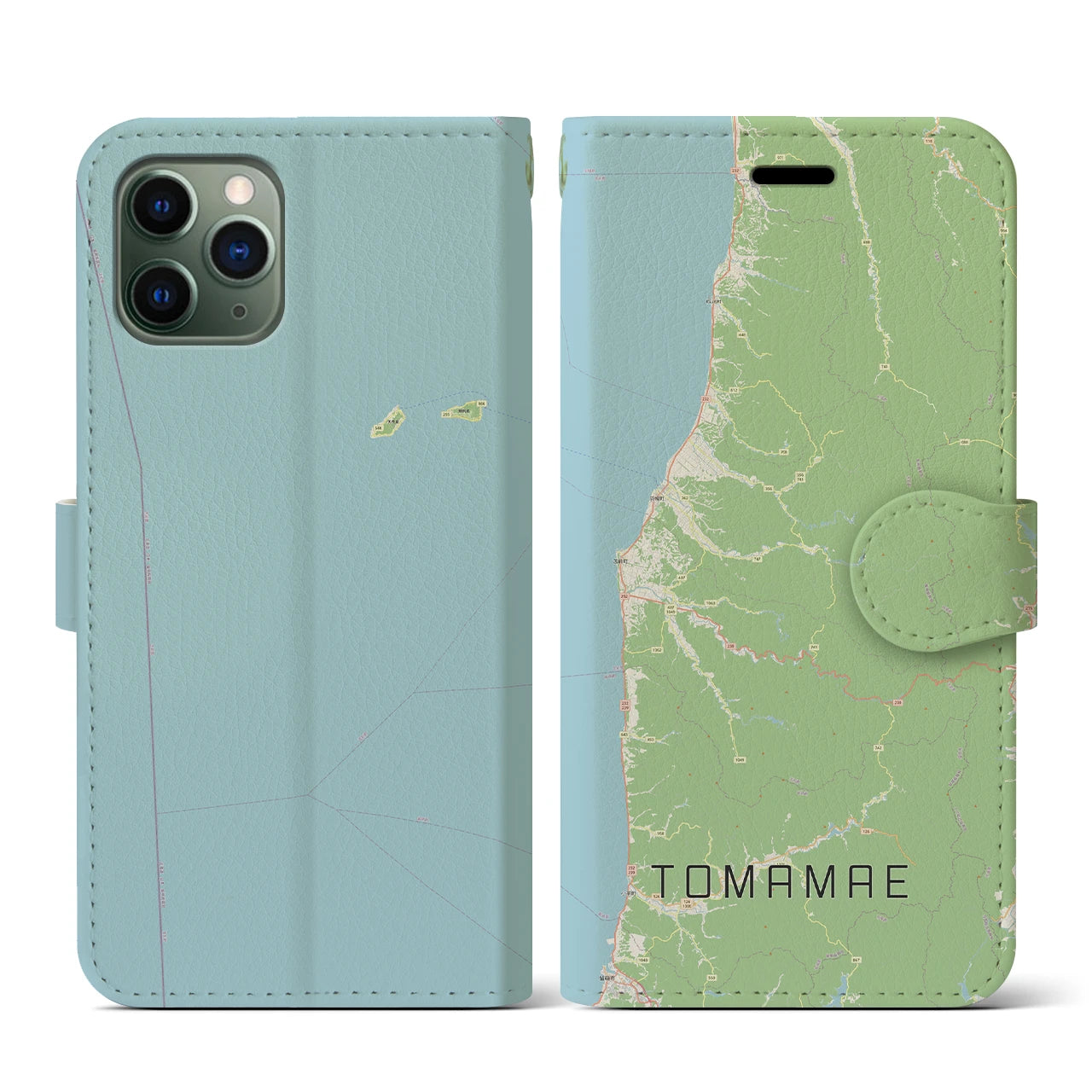 【苫前(北海道)】地図柄iPhoneケース(手帳タイプ)ナチュラル・iPhone 11 Pro 用