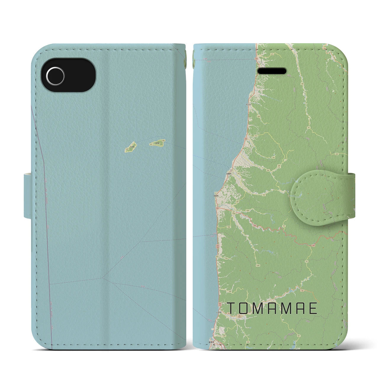 【苫前(北海道)】地図柄iPhoneケース(手帳タイプ)ナチュラル・iPhone SE(第3 / 第2世代) / 8 / 7 / 6s / 6 用