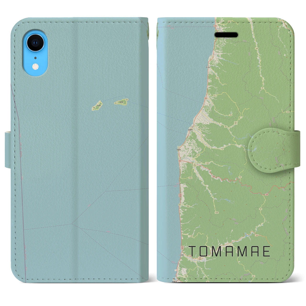 【苫前(北海道)】地図柄iPhoneケース(手帳タイプ)ナチュラル・iPhone XR 用