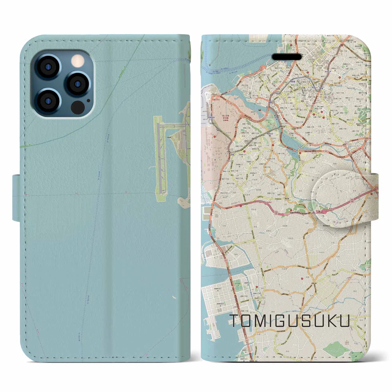 【豊見城(沖縄県)】地図柄iPhoneケース(手帳タイプ)ナチュラル・iPhone 12 / 12 Pro 用