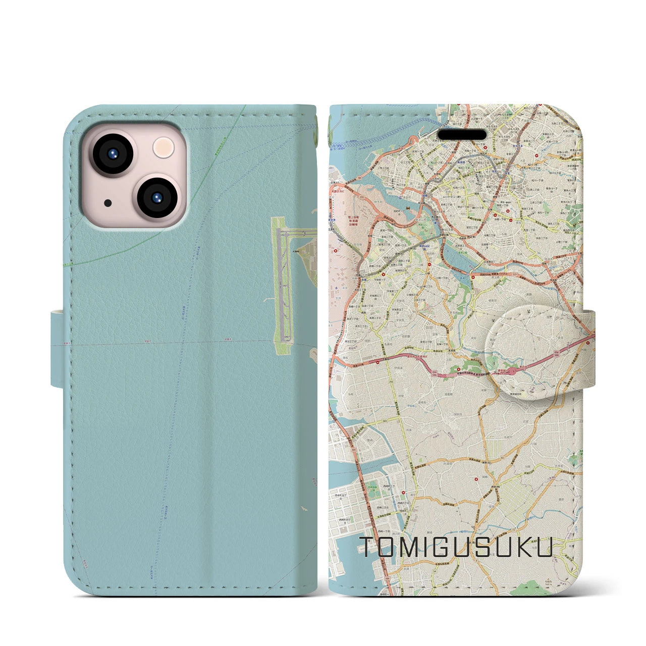 【豊見城(沖縄県)】地図柄iPhoneケース(手帳タイプ)ナチュラル・iPhone 13 mini 用