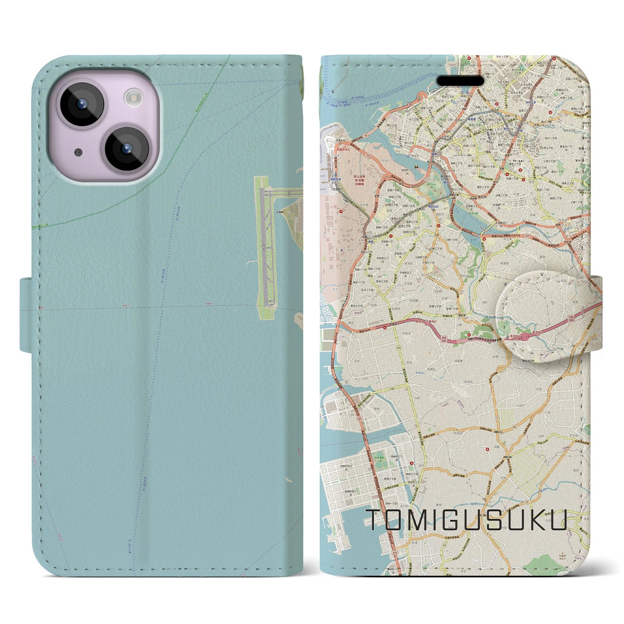 【豊見城(沖縄県)】地図柄iPhoneケース(手帳タイプ)ナチュラル・iPhone 14 用