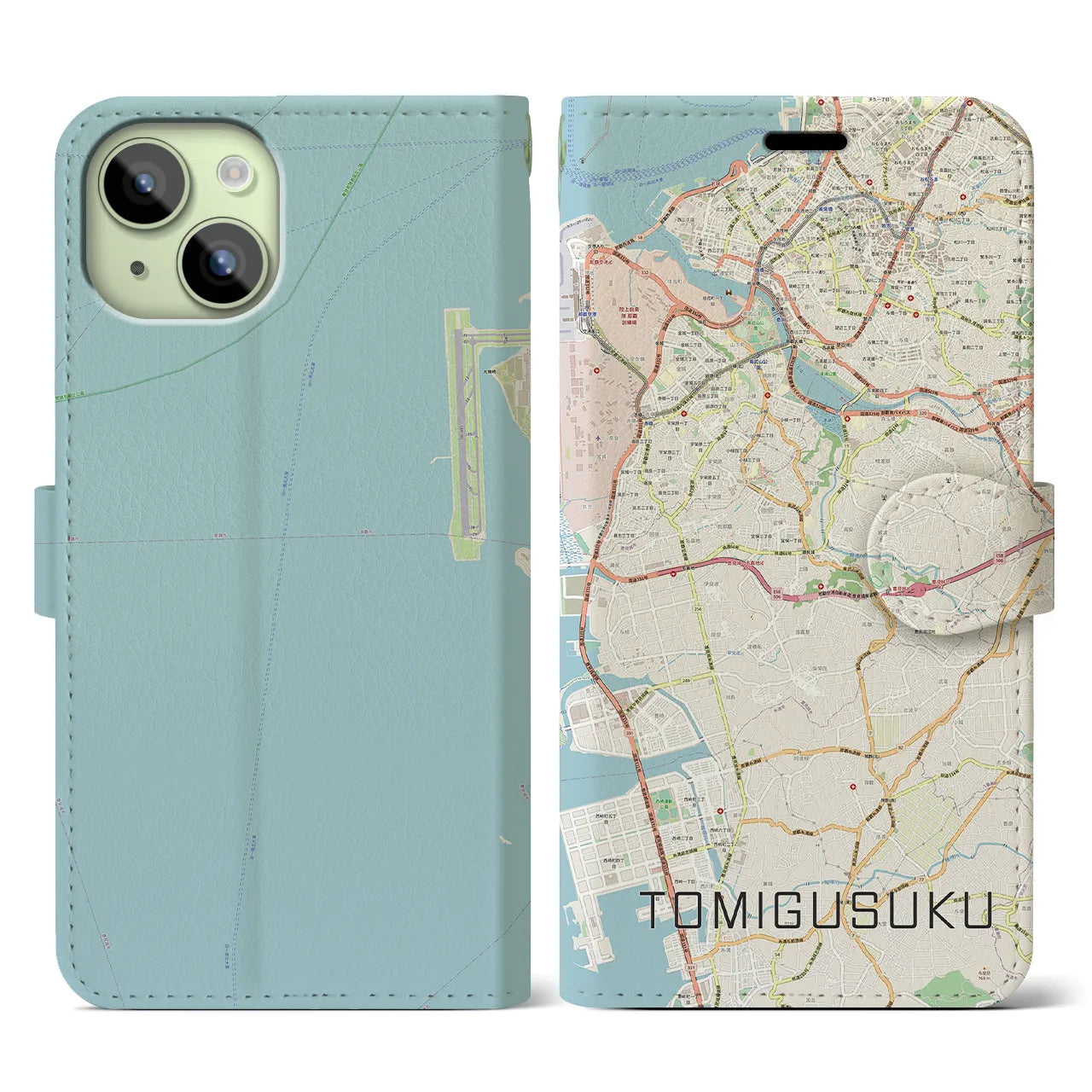 【豊見城(沖縄県)】地図柄iPhoneケース(手帳タイプ)ナチュラル・iPhone 15 用