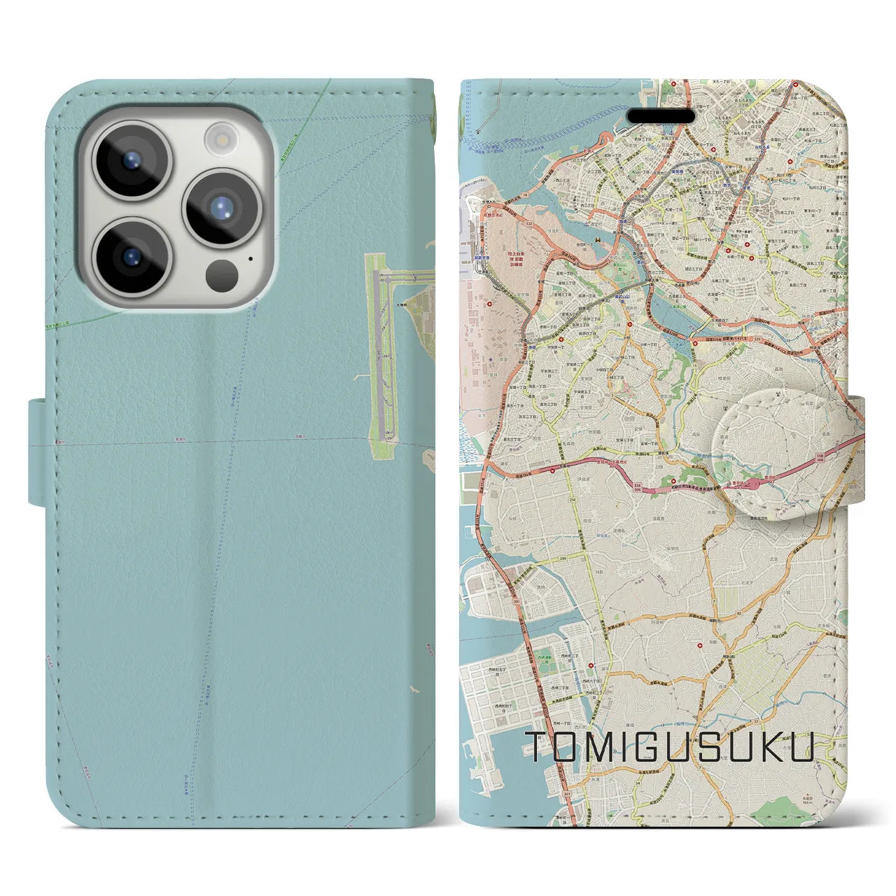 【豊見城(沖縄県)】地図柄iPhoneケース(手帳タイプ)ナチュラル・iPhone 15 Pro 用