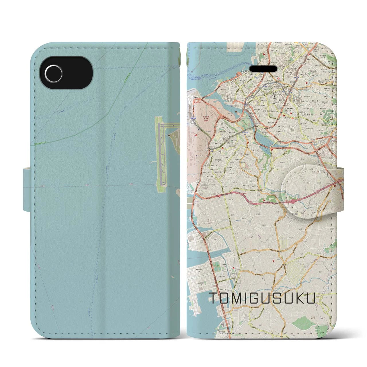 【豊見城(沖縄県)】地図柄iPhoneケース(手帳タイプ)ナチュラル・iPhone SE(第3 / 第2世代) / 8 / 7 / 6s / 6 用