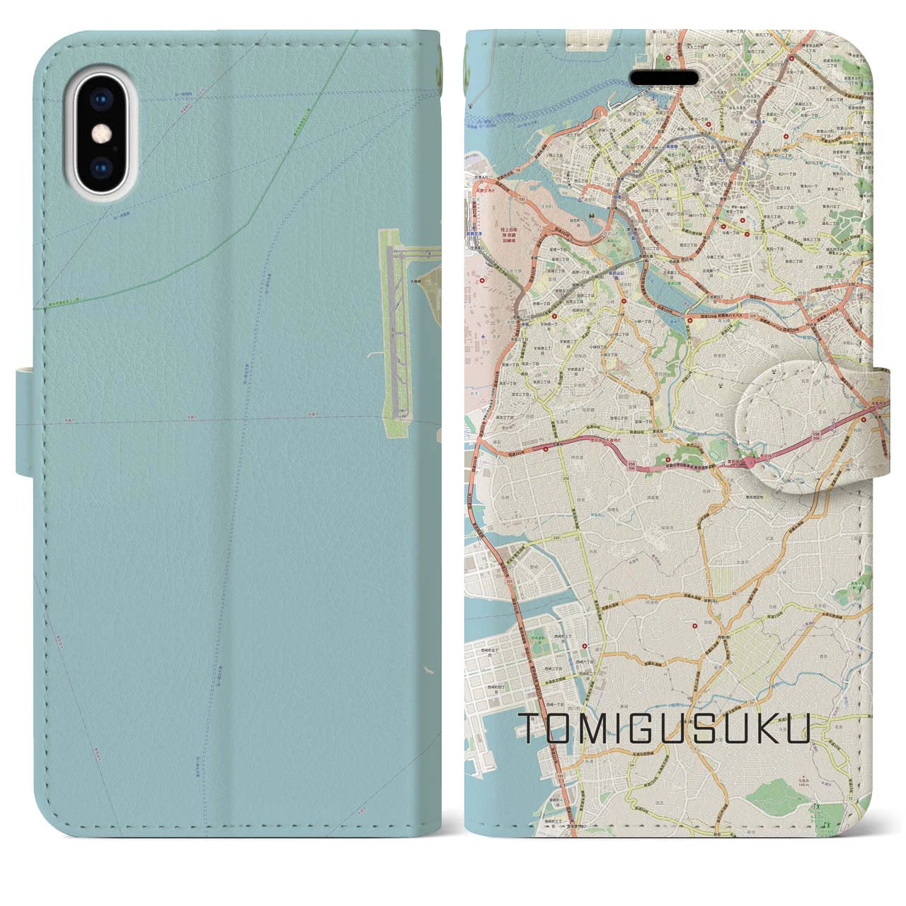 【豊見城(沖縄県)】地図柄iPhoneケース(手帳タイプ)ナチュラル・iPhone XS Max 用
