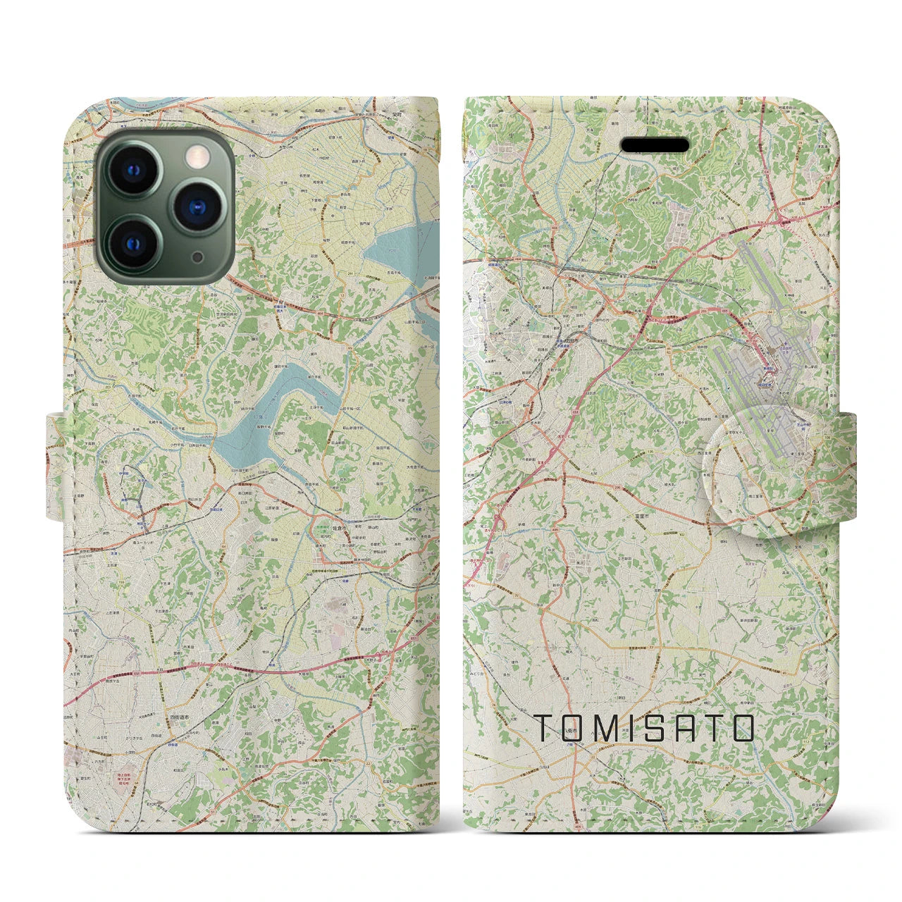 【富里(千葉県)】地図柄iPhoneケース(手帳タイプ)ナチュラル・iPhone 11 Pro 用