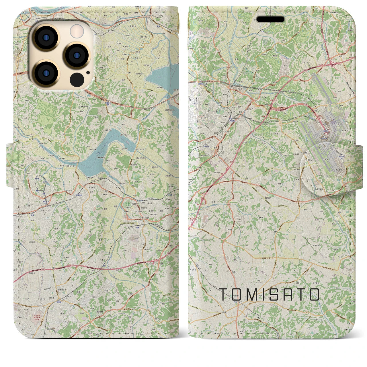 【富里(千葉県)】地図柄iPhoneケース(手帳タイプ)ナチュラル・iPhone 12 Pro Max 用