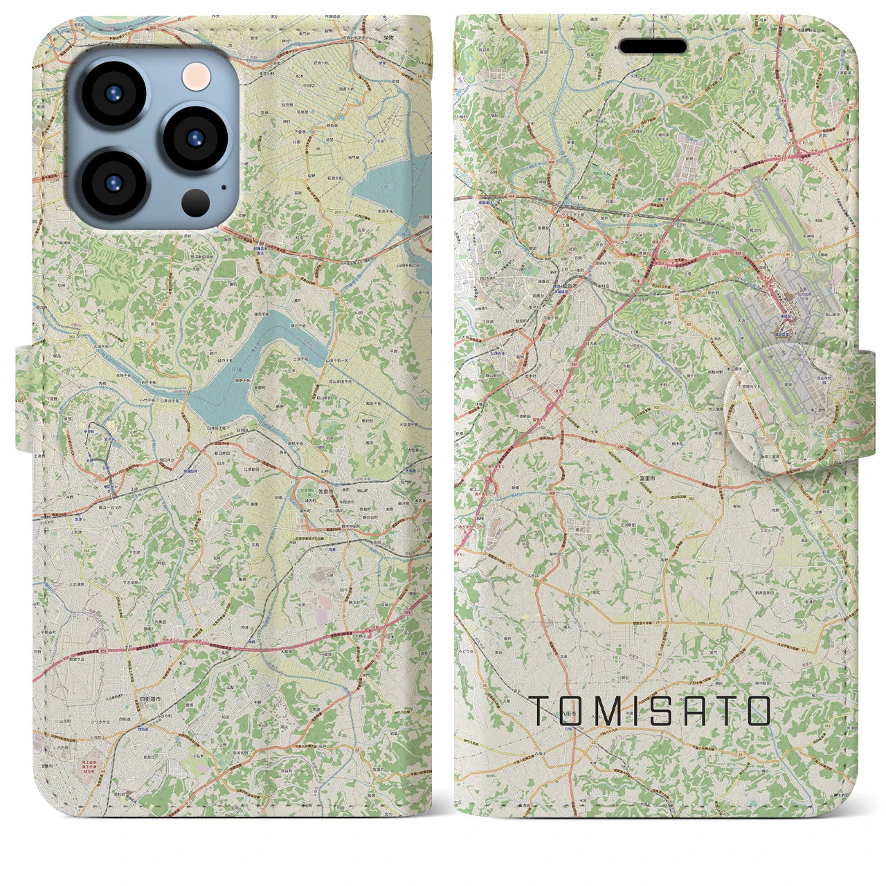 【富里(千葉県)】地図柄iPhoneケース(手帳タイプ)ナチュラル・iPhone 13 Pro Max 用