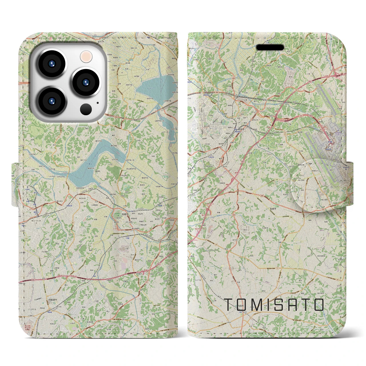 【富里(千葉県)】地図柄iPhoneケース(手帳タイプ)ナチュラル・iPhone 13 Pro 用