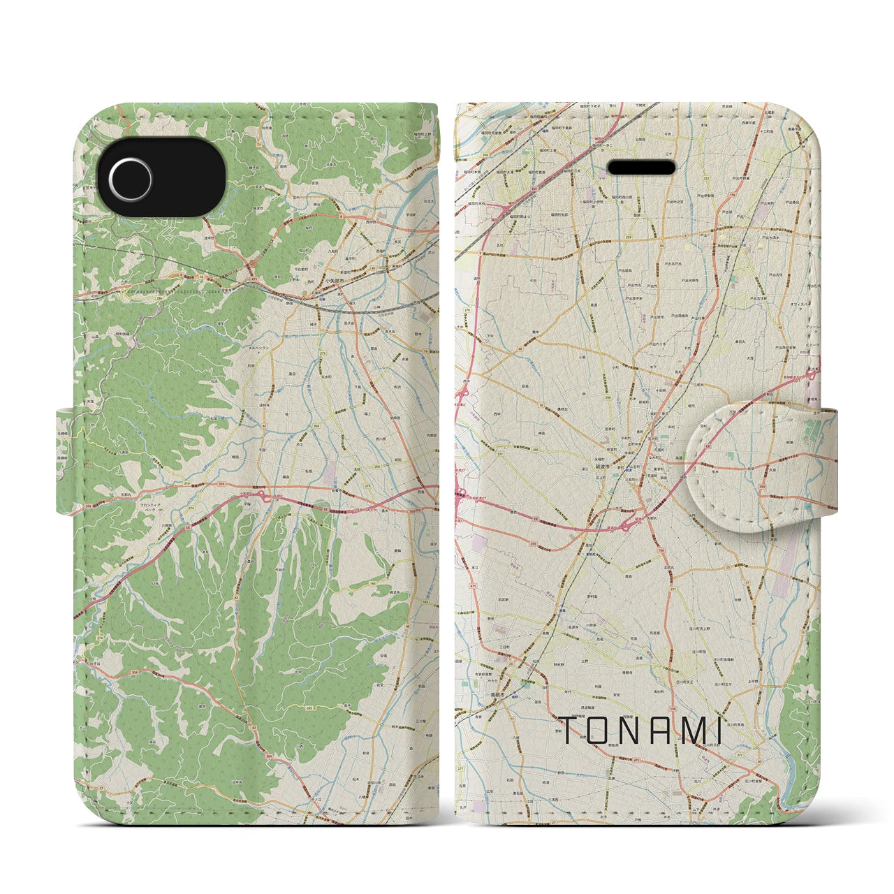 【砺波(富山県)】地図柄iPhoneケース(手帳タイプ)ナチュラル・iPhone SE(第3 / 第2世代) / 8 / 7 / 6s / 6 用