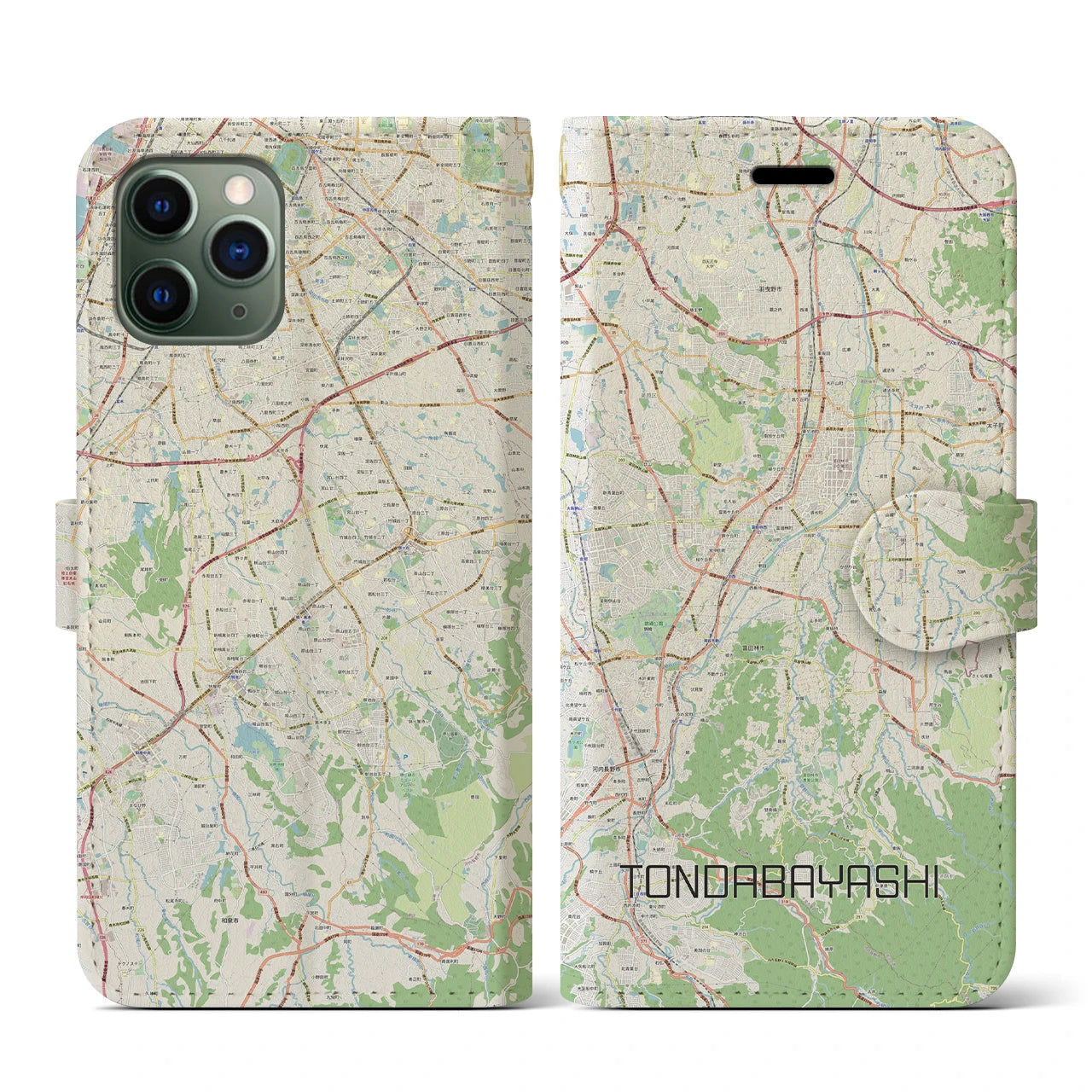 【富田林(大阪府)】地図柄iPhoneケース(手帳タイプ)ナチュラル・iPhone 11 Pro 用