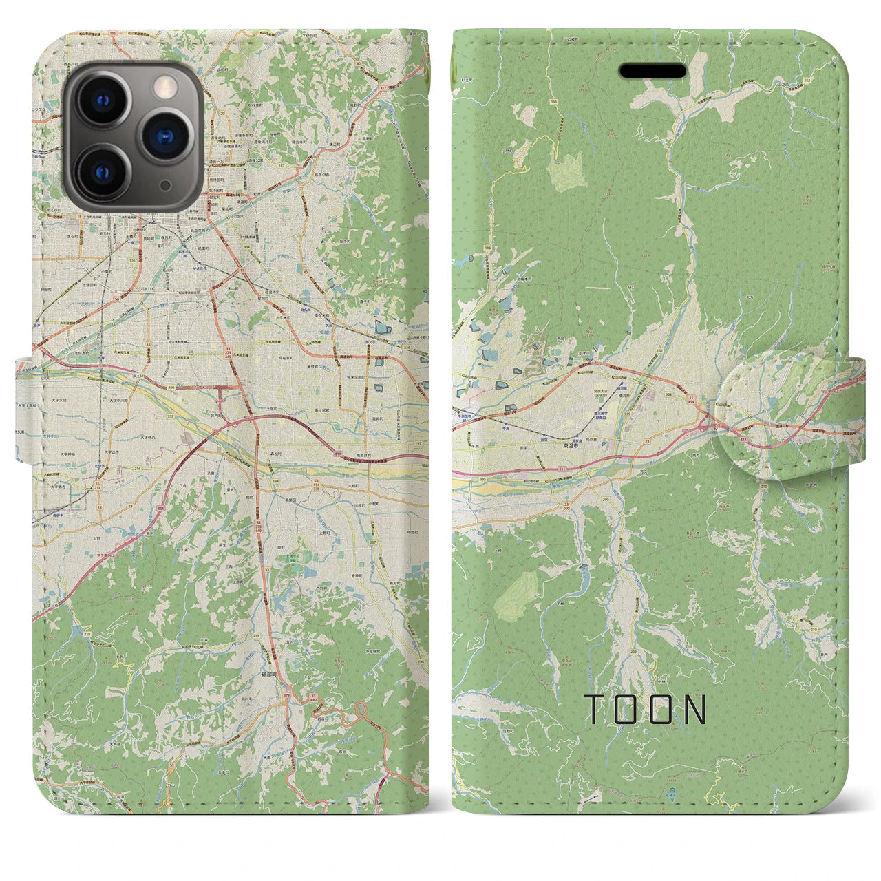 【東温(愛媛県)】地図柄iPhoneケース(手帳タイプ)ナチュラル・iPhone 11 Pro Max 用