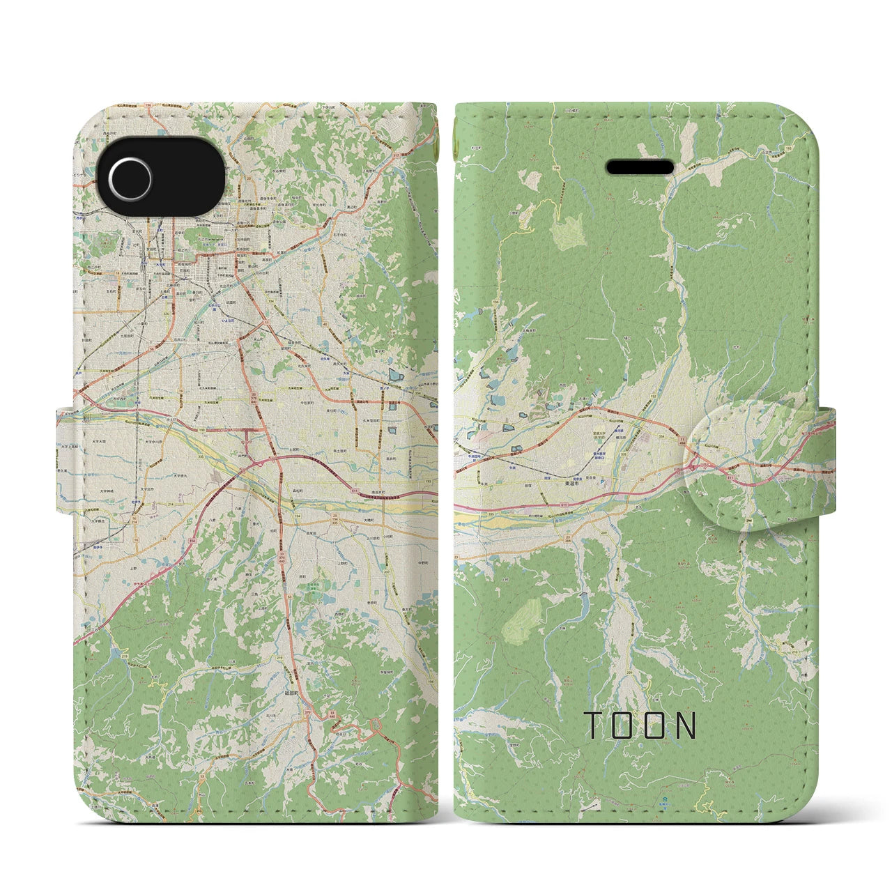 【東温(愛媛県)】地図柄iPhoneケース(手帳タイプ)ナチュラル・iPhone SE(第3 / 第2世代) / 8 / 7 / 6s / 6 用