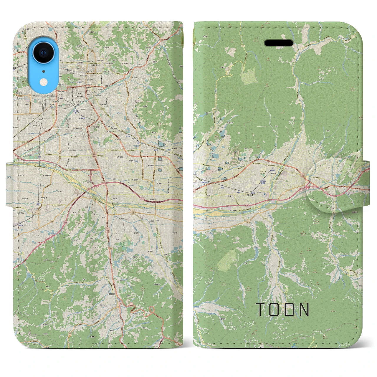 【東温(愛媛県)】地図柄iPhoneケース(手帳タイプ)ナチュラル・iPhone XR 用