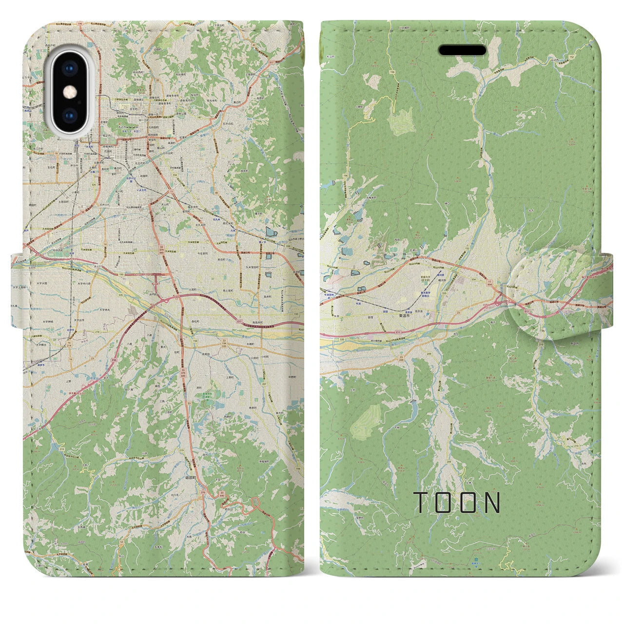 【東温(愛媛県)】地図柄iPhoneケース(手帳タイプ)ナチュラル・iPhone XS Max 用