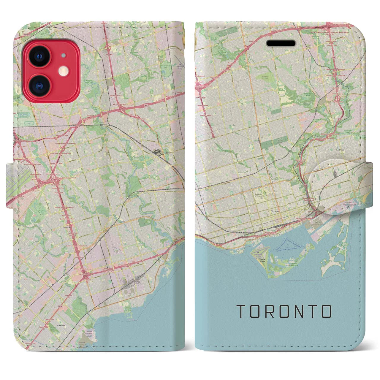 【トロント(カナダ)】地図柄iPhoneケース(手帳タイプ)ナチュラル・iPhone 11 用