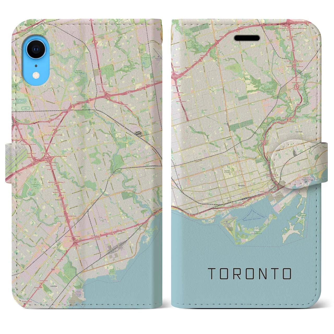 【トロント(カナダ)】地図柄iPhoneケース(手帳タイプ)ナチュラル・iPhone XR 用