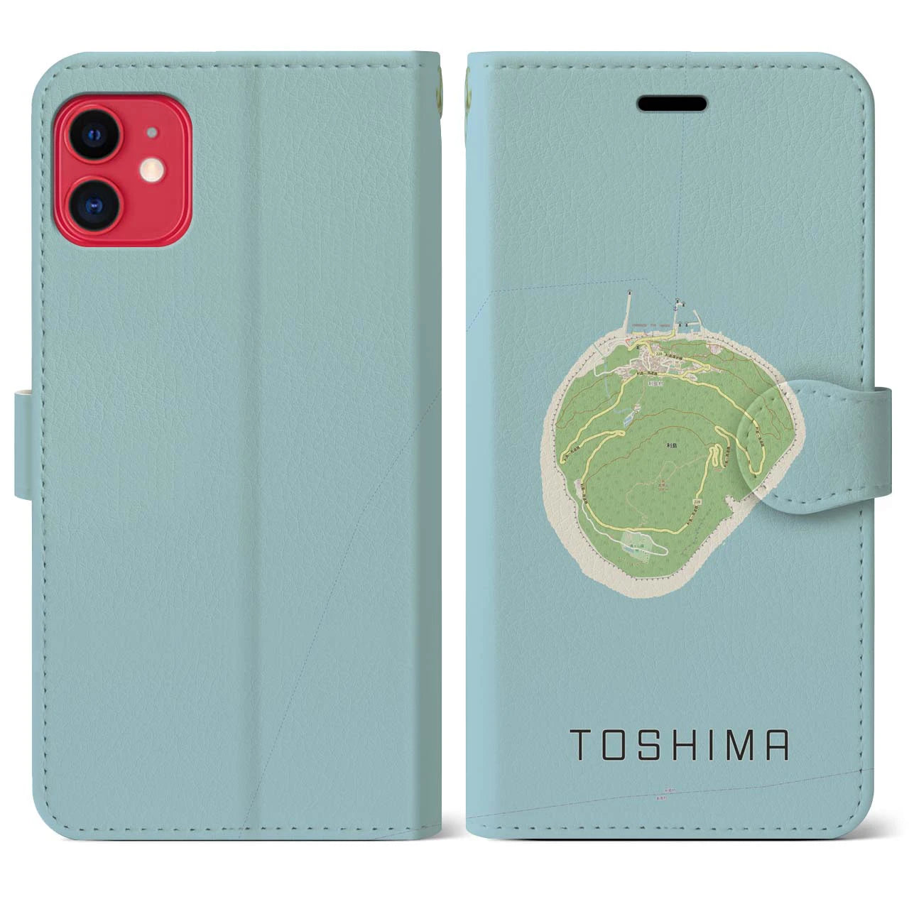 【利島(東京都)】地図柄iPhoneケース(手帳タイプ)ナチュラル・iPhone 11 用