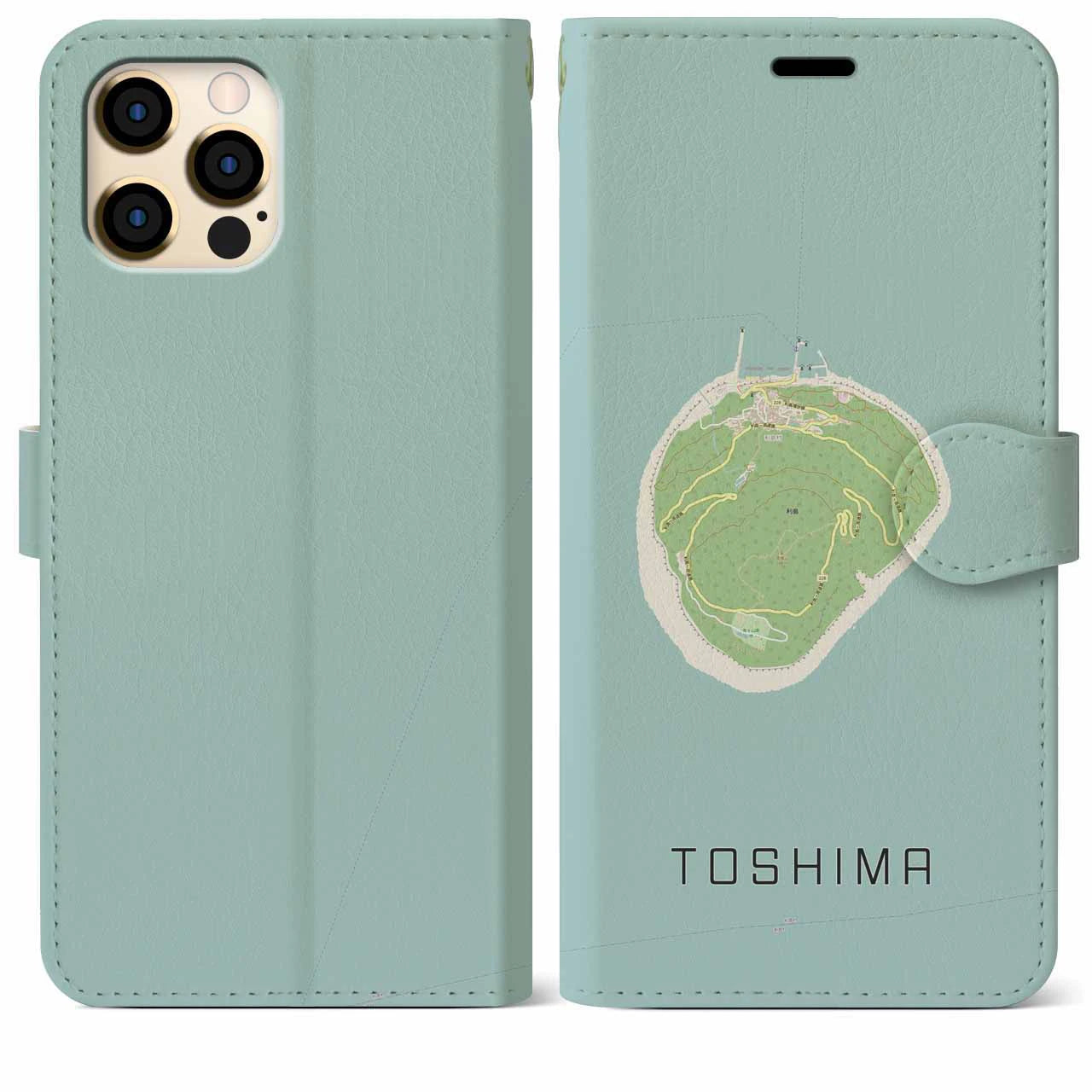 【利島(東京都)】地図柄iPhoneケース(手帳タイプ)ナチュラル・iPhone 12 Pro Max 用