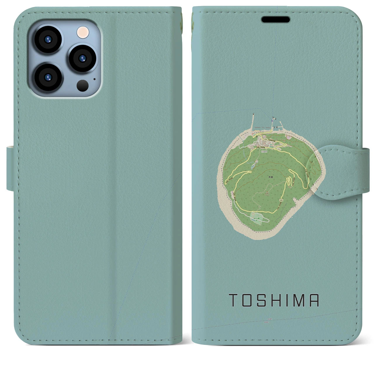 【利島(東京都)】地図柄iPhoneケース(手帳タイプ)ナチュラル・iPhone 13 Pro Max 用