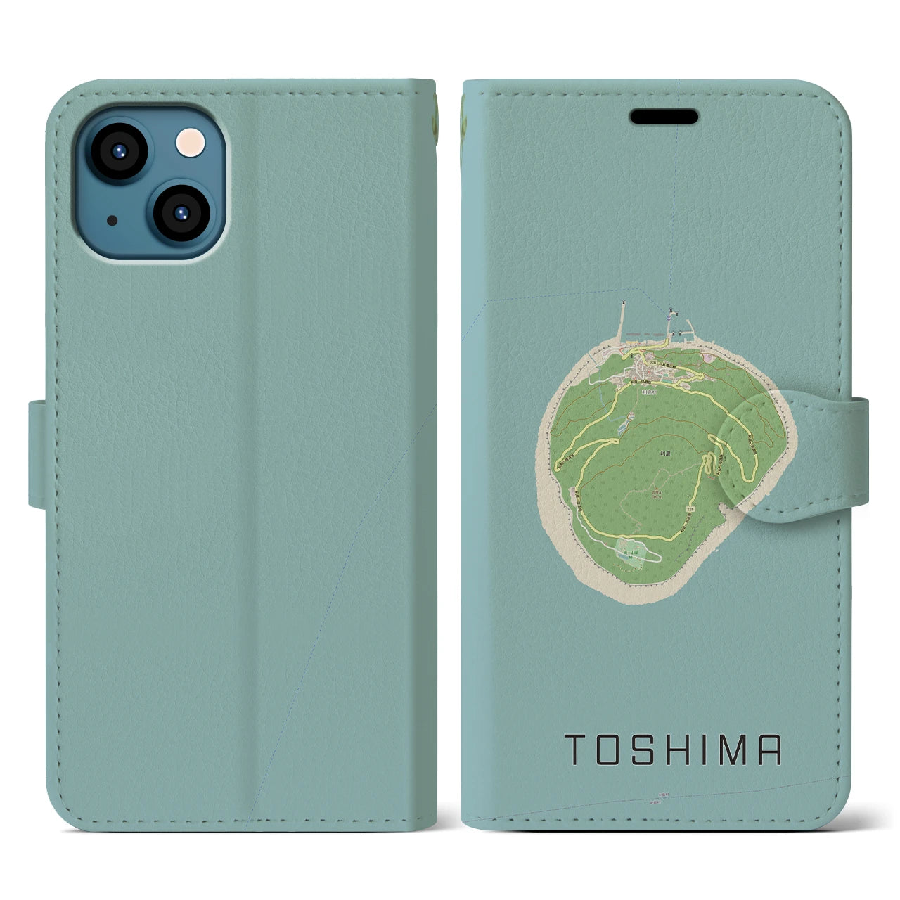 【利島(東京都)】地図柄iPhoneケース(手帳タイプ)ナチュラル・iPhone 13 用