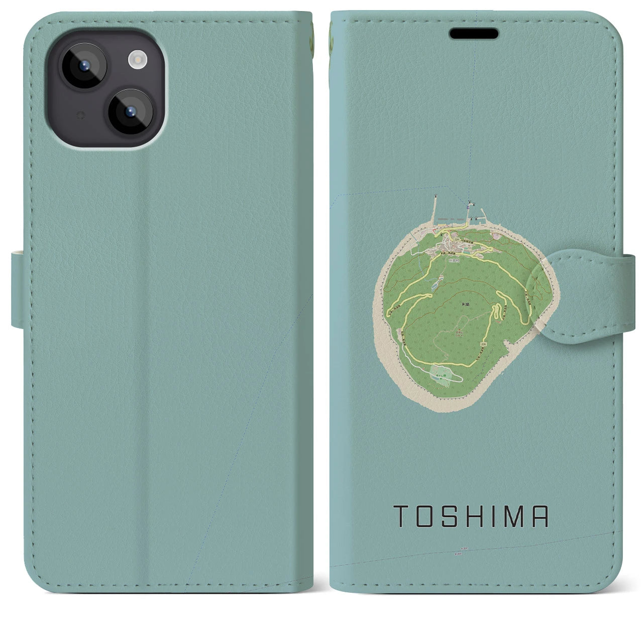 【利島(東京都)】地図柄iPhoneケース(手帳タイプ)ナチュラル・iPhone 14 Plus 用