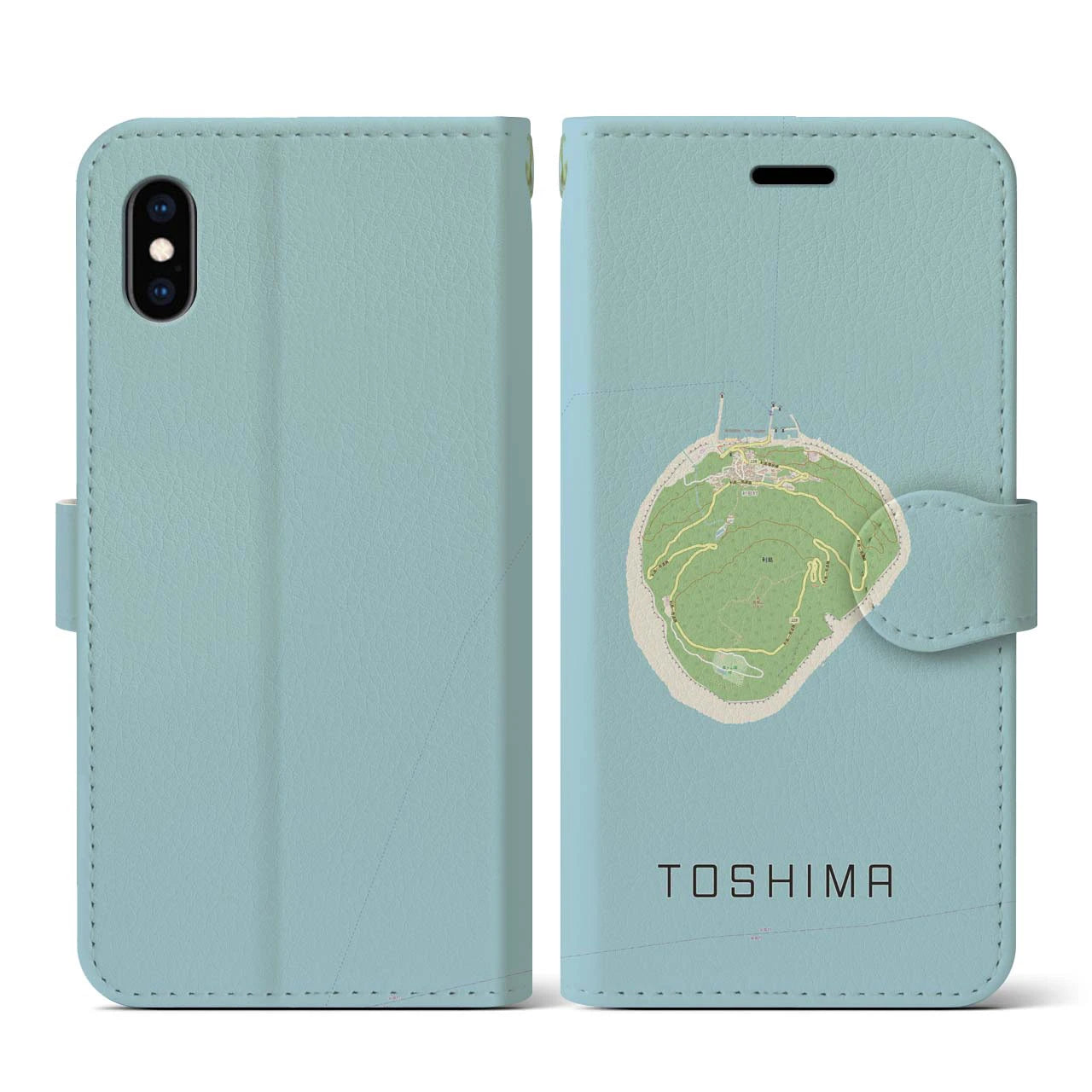 【利島(東京都)】地図柄iPhoneケース(手帳タイプ)ナチュラル・iPhone XS / X 用