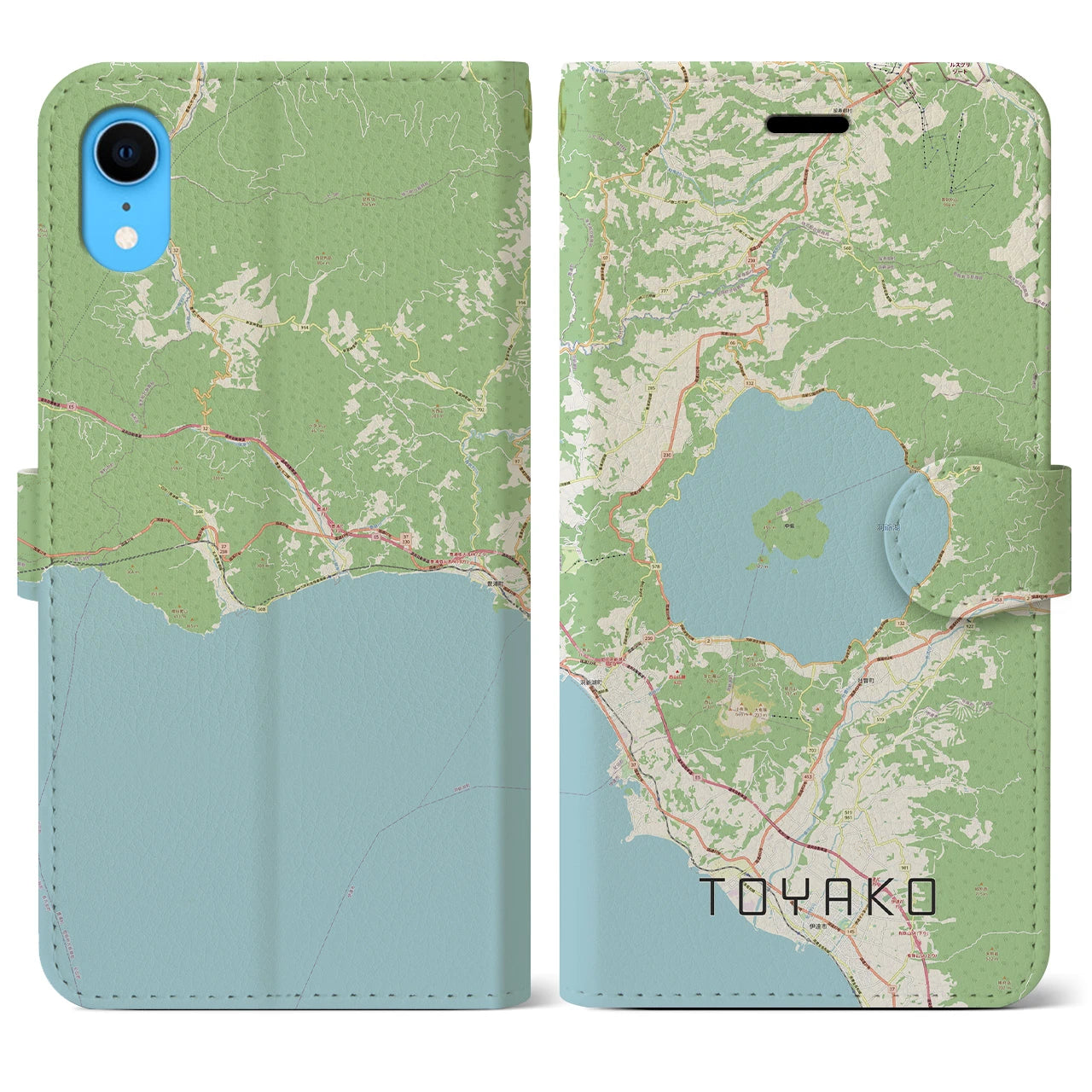 【洞爺湖(北海道)】地図柄iPhoneケース(手帳タイプ)ナチュラル・iPhone XR 用