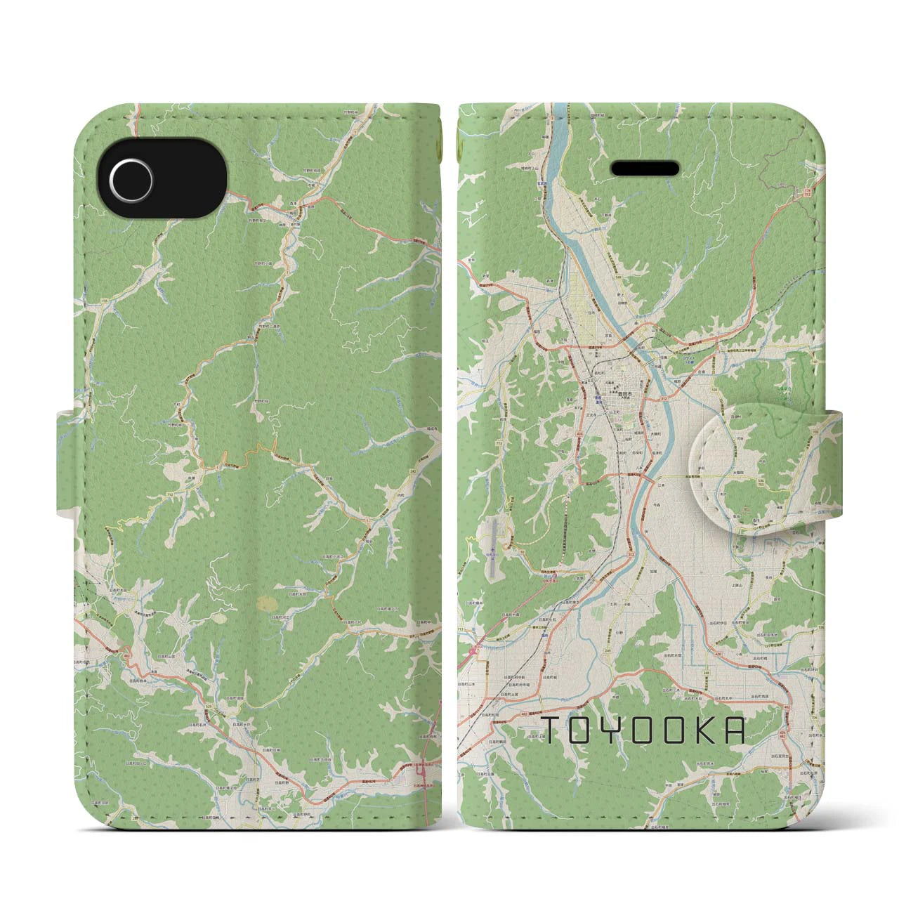 【豊岡(兵庫県)】地図柄iPhoneケース(手帳タイプ)ナチュラル・iPhone SE(第3 / 第2世代) / 8 / 7 / 6s / 6 用