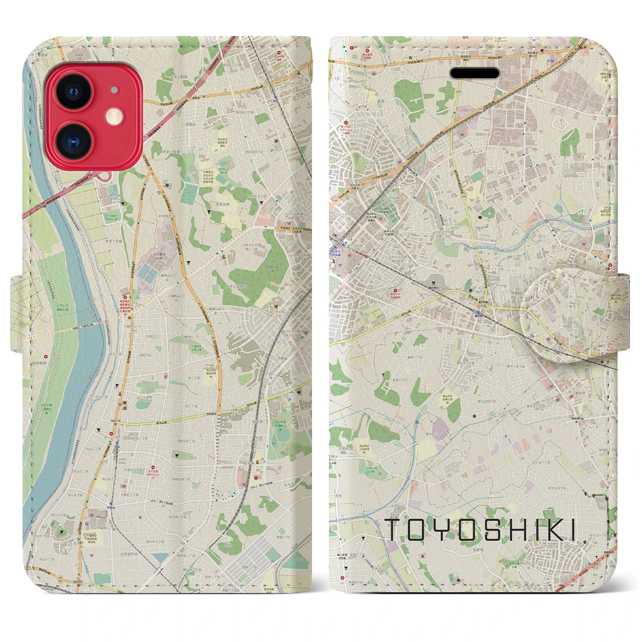 【豊四季(千葉県)】地図柄iPhoneケース(手帳タイプ)ナチュラル・iPhone 11 用