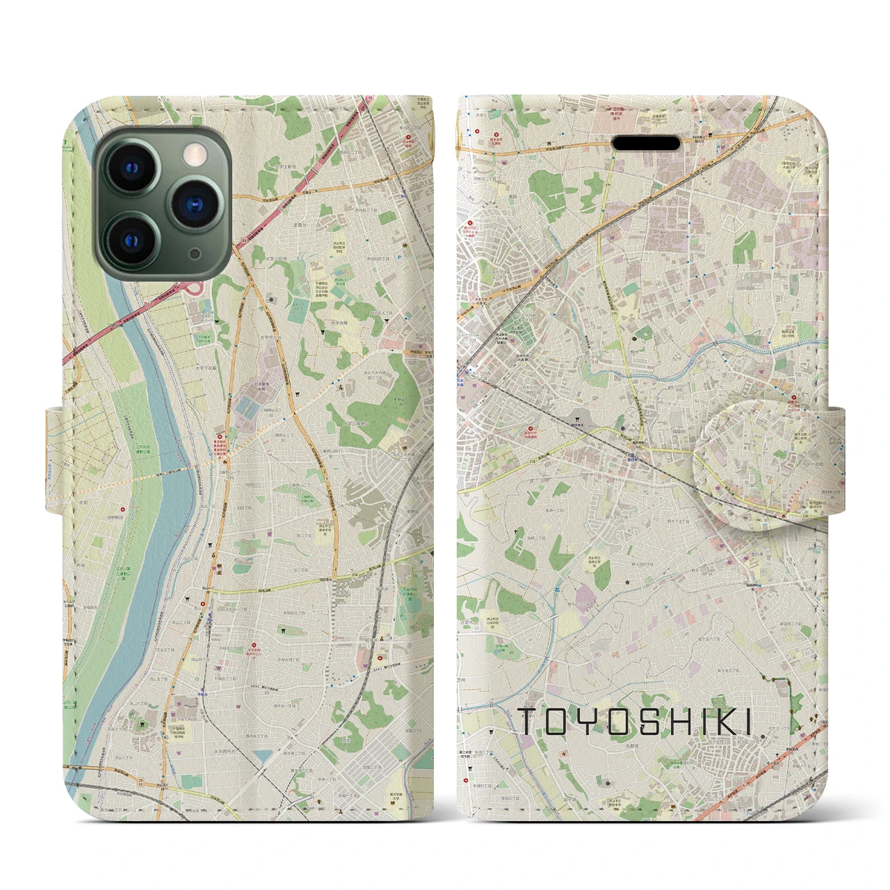 【豊四季(千葉県)】地図柄iPhoneケース(手帳タイプ)ナチュラル・iPhone 11 Pro 用