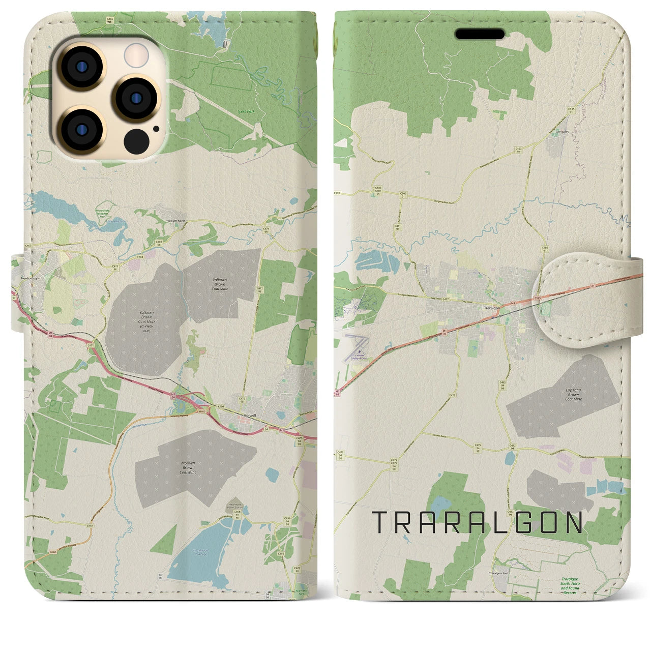 【トララルゴン(オーストラリア)】地図柄iPhoneケース(手帳タイプ)ナチュラル・iPhone 12 Pro Max 用