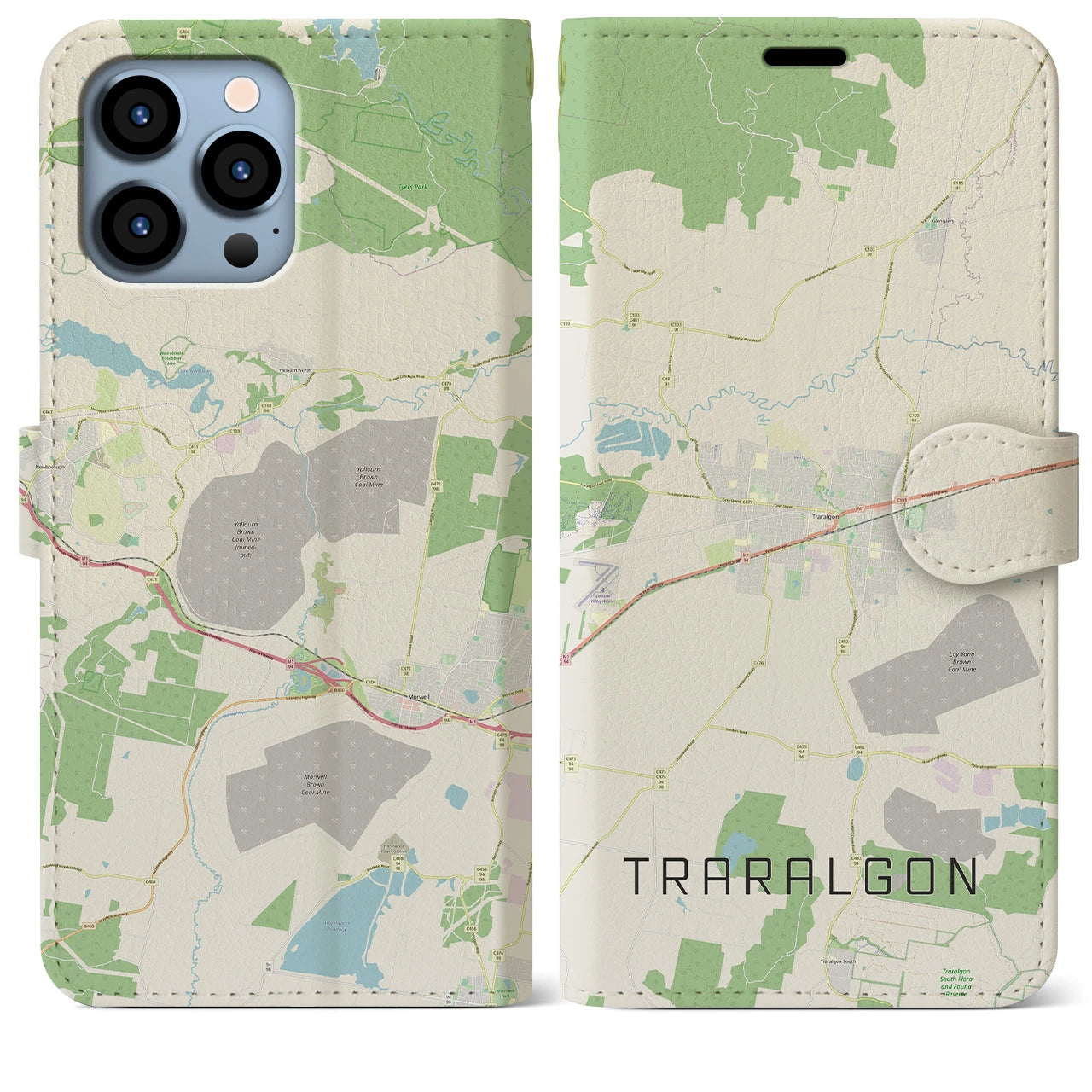 【トララルゴン(オーストラリア)】地図柄iPhoneケース(手帳タイプ)ナチュラル・iPhone 13 Pro Max 用