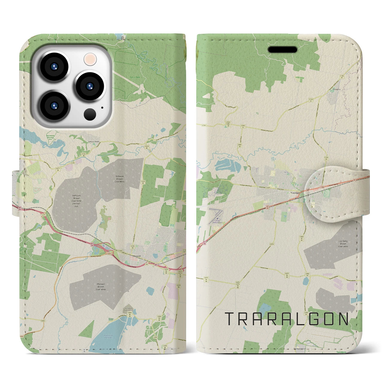 【トララルゴン(オーストラリア)】地図柄iPhoneケース(手帳タイプ)ナチュラル・iPhone 13 Pro 用