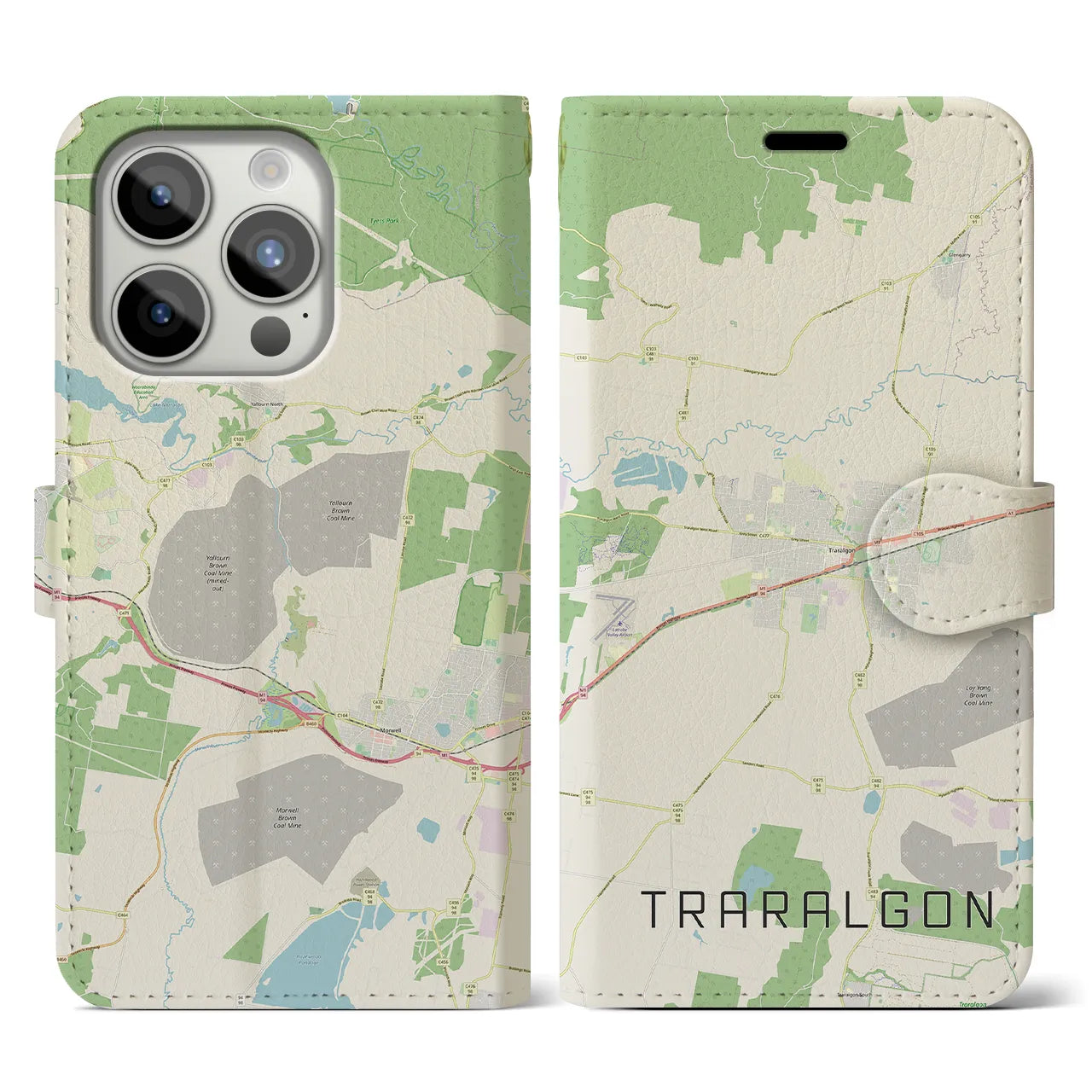 【トララルゴン(オーストラリア)】地図柄iPhoneケース(手帳タイプ)ナチュラル・iPhone 15 Pro 用
