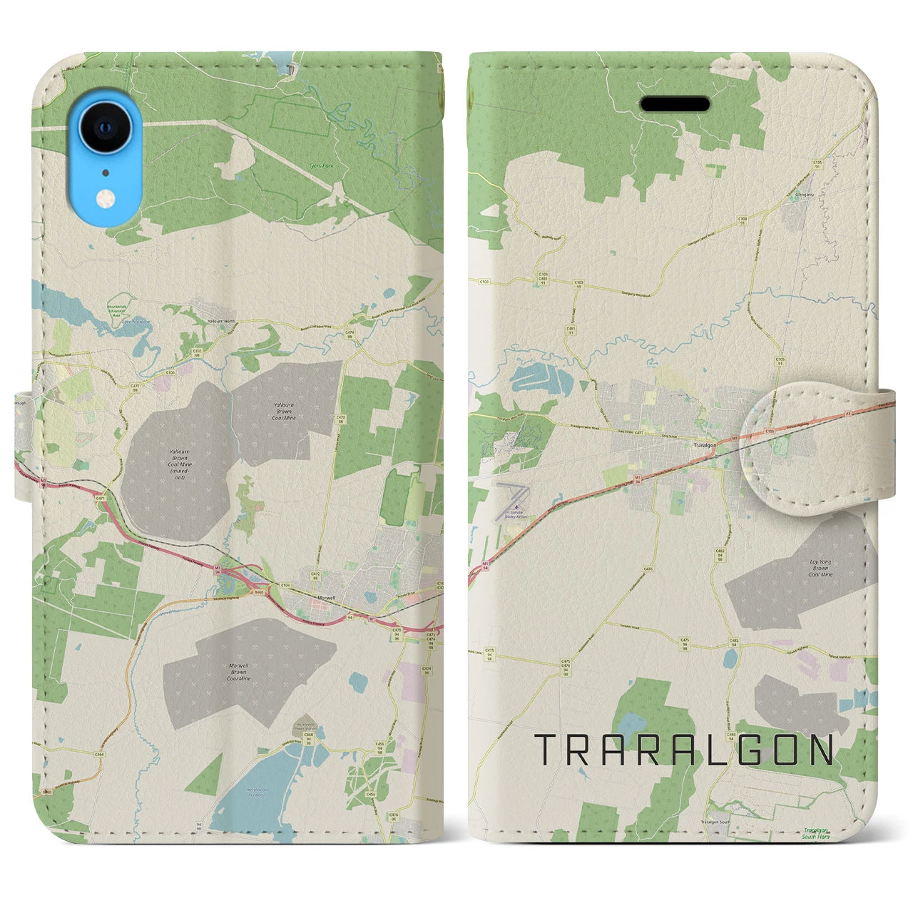 【トララルゴン(オーストラリア)】地図柄iPhoneケース(手帳タイプ)ナチュラル・iPhone XR 用